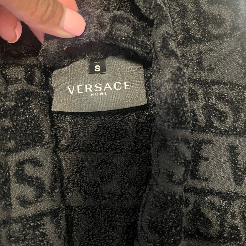 Versace Black Textured Hooded Robe - Picture 3 of 4